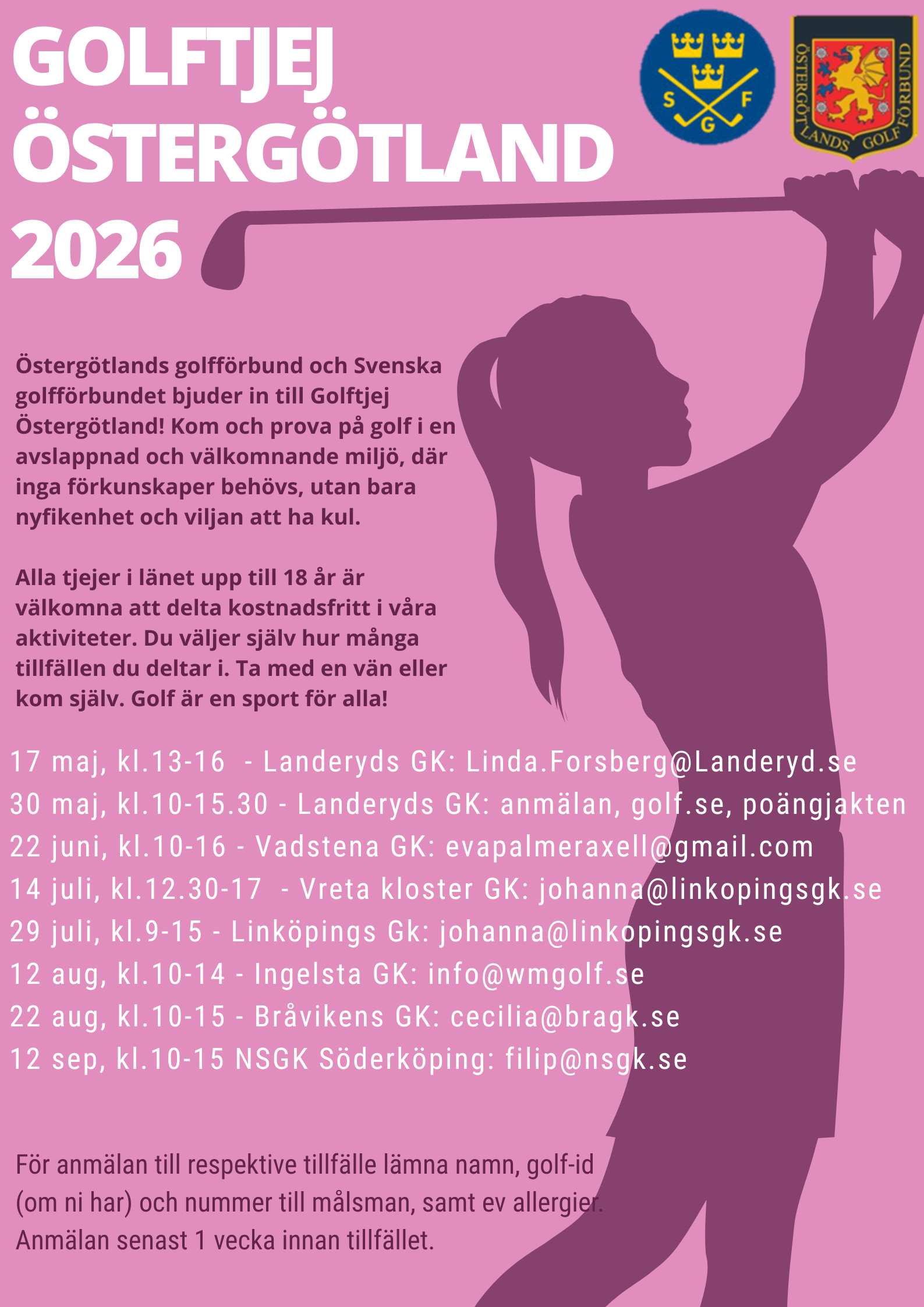 Golftjej östergötland inbjudan 2026